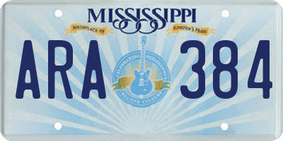 MS license plate ARA384