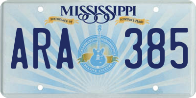 MS license plate ARA385