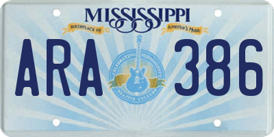 MS license plate ARA386
