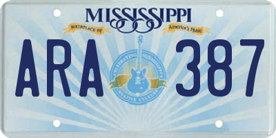 MS license plate ARA387