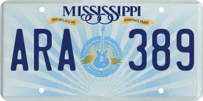 MS license plate ARA389