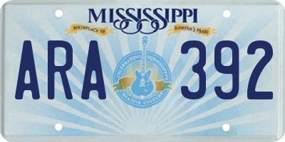 MS license plate ARA392