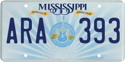 MS license plate ARA393