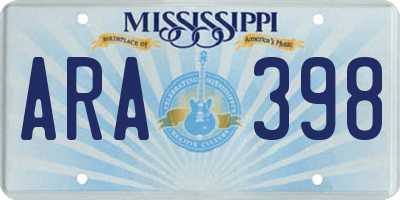 MS license plate ARA398
