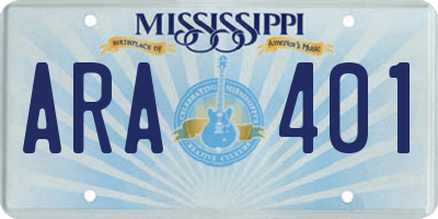 MS license plate ARA401