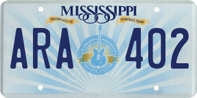 MS license plate ARA402
