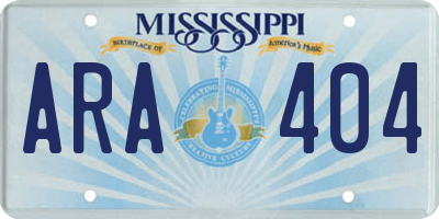 MS license plate ARA404