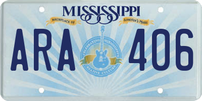 MS license plate ARA406