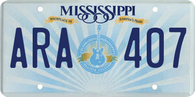 MS license plate ARA407