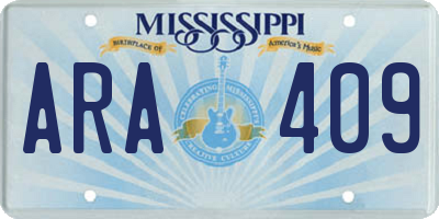 MS license plate ARA409