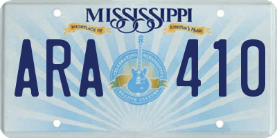 MS license plate ARA410