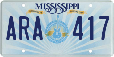 MS license plate ARA417