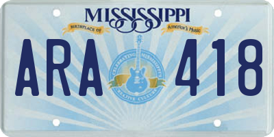 MS license plate ARA418