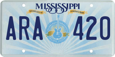 MS license plate ARA420
