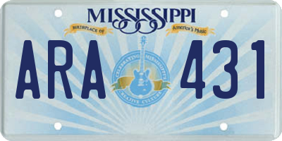 MS license plate ARA431