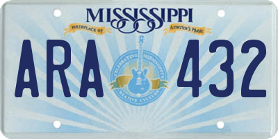 MS license plate ARA432
