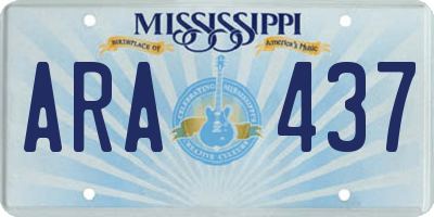 MS license plate ARA437