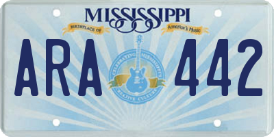 MS license plate ARA442