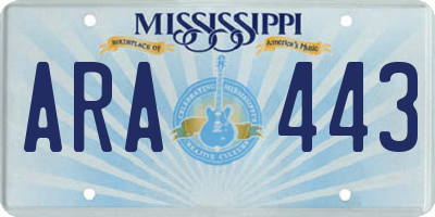 MS license plate ARA443