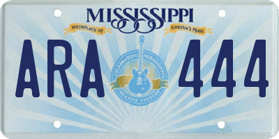MS license plate ARA444