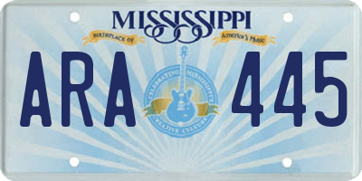 MS license plate ARA445