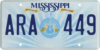 MS license plate ARA449
