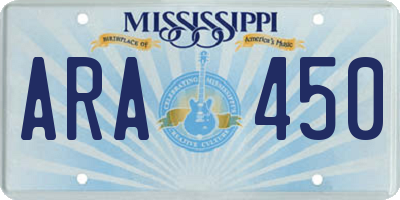 MS license plate ARA450