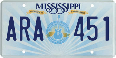MS license plate ARA451