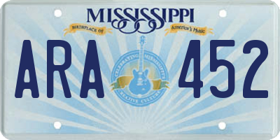 MS license plate ARA452