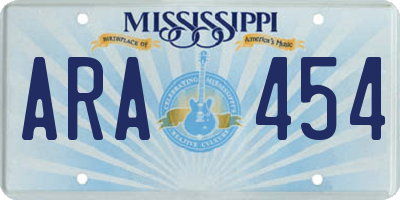 MS license plate ARA454