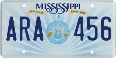 MS license plate ARA456