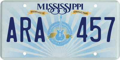 MS license plate ARA457