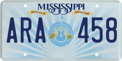 MS license plate ARA458