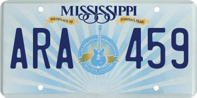MS license plate ARA459