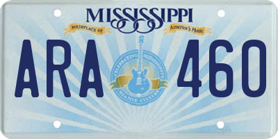 MS license plate ARA460