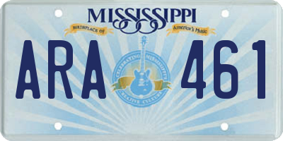MS license plate ARA461