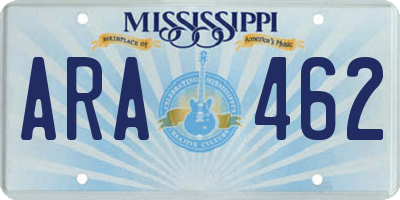 MS license plate ARA462