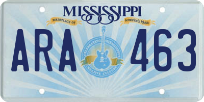 MS license plate ARA463