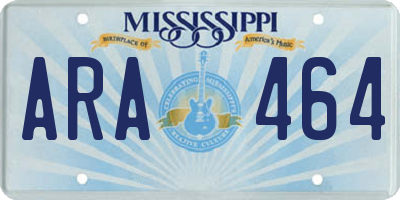 MS license plate ARA464