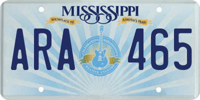MS license plate ARA465