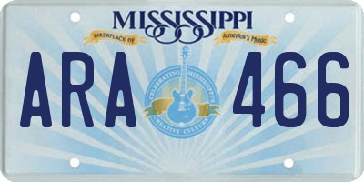 MS license plate ARA466