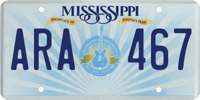 MS license plate ARA467
