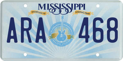 MS license plate ARA468