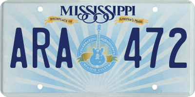 MS license plate ARA472