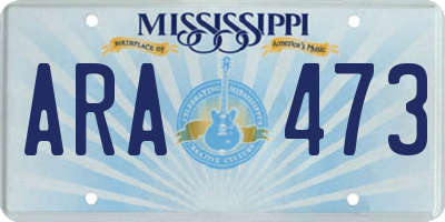 MS license plate ARA473