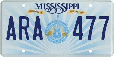 MS license plate ARA477