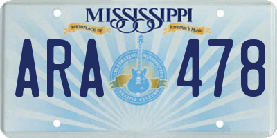MS license plate ARA478
