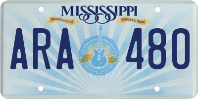 MS license plate ARA480