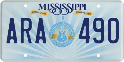 MS license plate ARA490