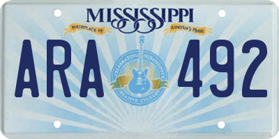 MS license plate ARA492